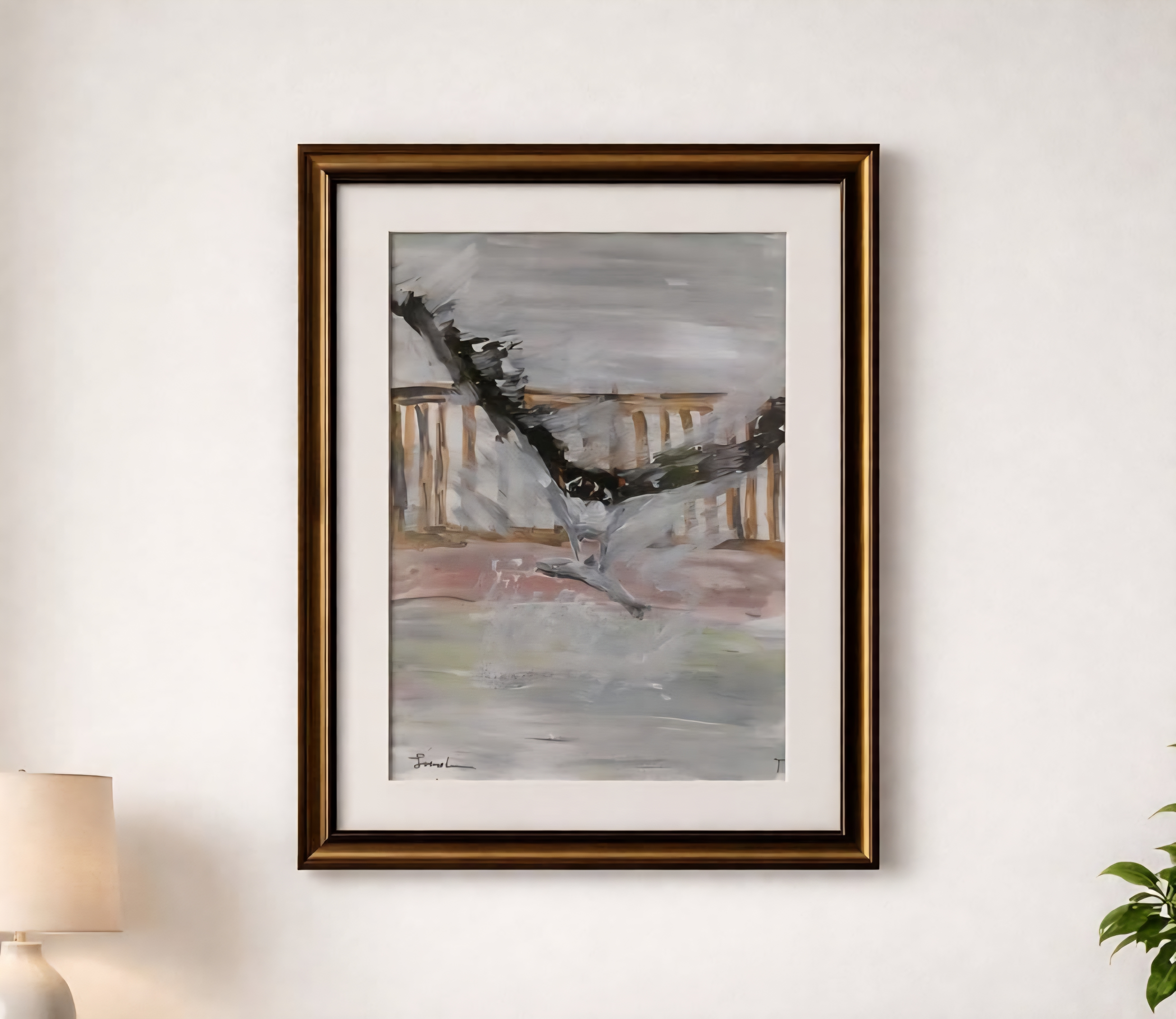 Eagle sweeping on a fish